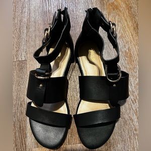 Apt. 9 flat sandals. Black with gold